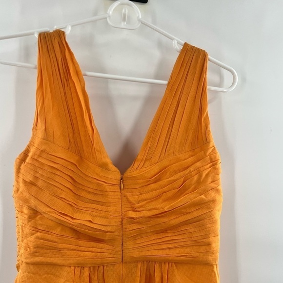 Shoshanna orange dress ruched fit flare size 8 - Picture 5 of 7